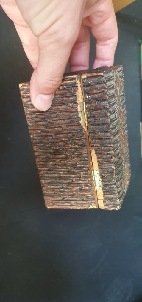 Szkatułka skrzynka na karty do gry 12 x 8 x 8 cm PRL retro vintage