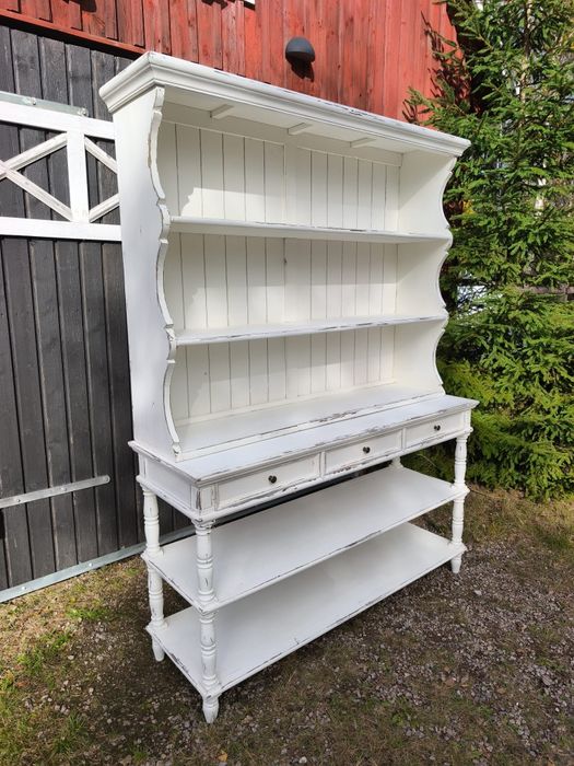 Duży Biały drewniany kredens lite drewno shabby Chic