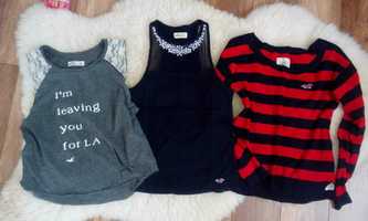 Hollister by Abercrombie S/36 sweter, bluzka,zestaw,koronka,paski