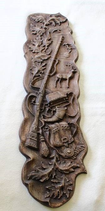 Płaskorzeźba myśliwska 70cm - deska pod poroże