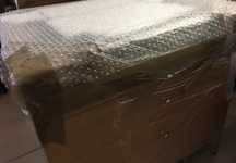 Mesa mesinha apoio gavetas madeira natural vidro temperado