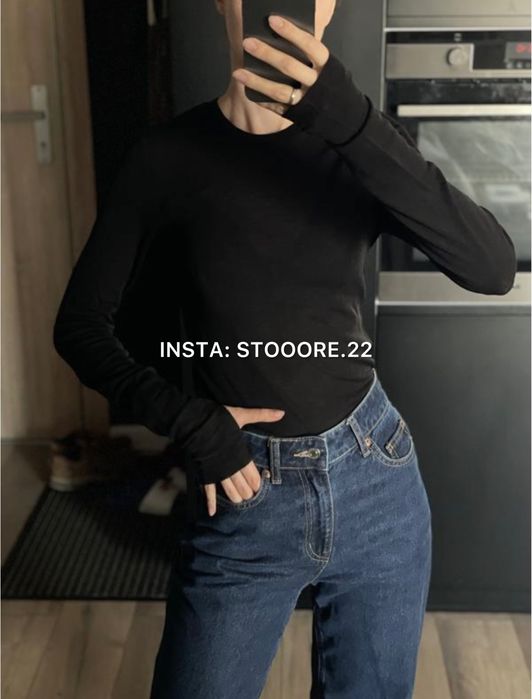 Чорний лонгслів з вовни мериноса cos - розмір xs, m, l