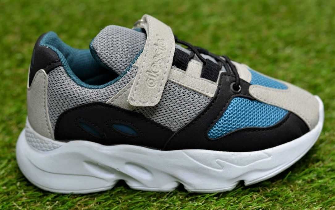 Детские кроссовки аля adidas сетка синий хаки черный серый р30-32