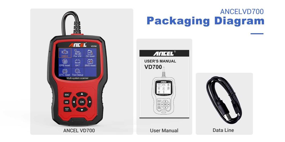 Profesjonalny skaner tester ANCEL VD700 VW AUDI SEAT SKODA j. Polski