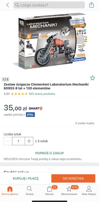 Zestaw ścigacze Clementoni Laboratorium Mechaniki 60955 8 lat + 130 el