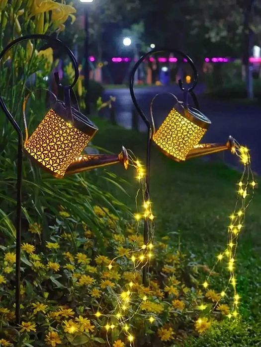 Lampa solarna ogrodowa wbijana konewka led czujnik zmierzchu