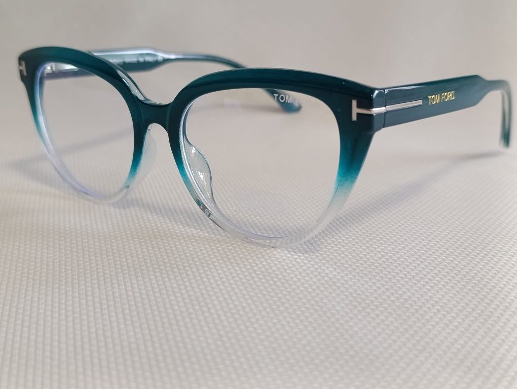 TOM FORD nowe zielone damskie oprawki okulary zerówki filtr uv 400