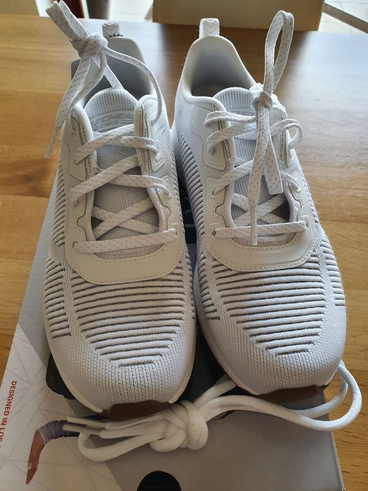Buty Skechers sport 37 białe srebrne bobs squad nowe sneakersy pudełko