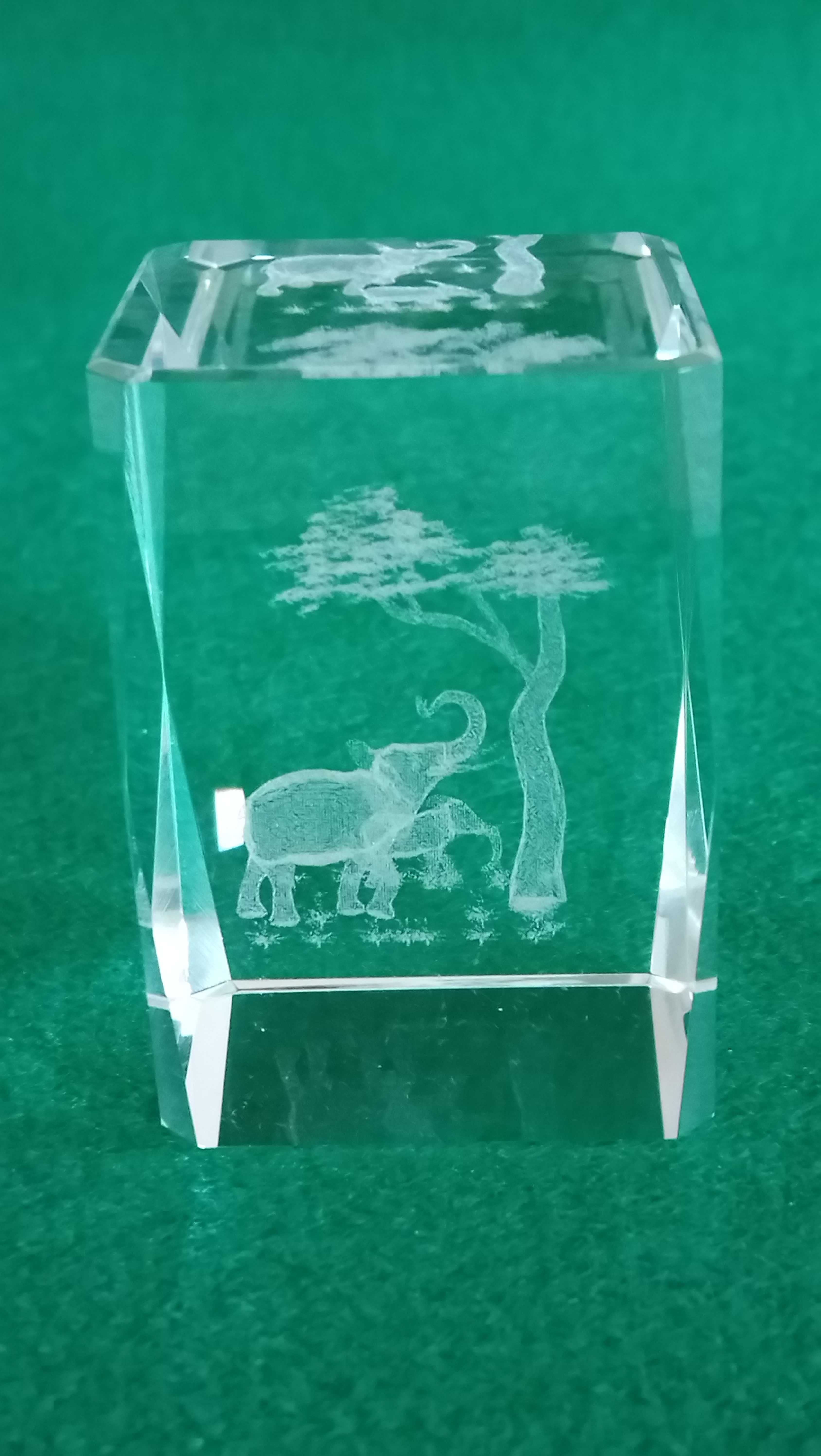 Kryształ 3D grawer w środku Słoniki przycisk do papieru, prezent