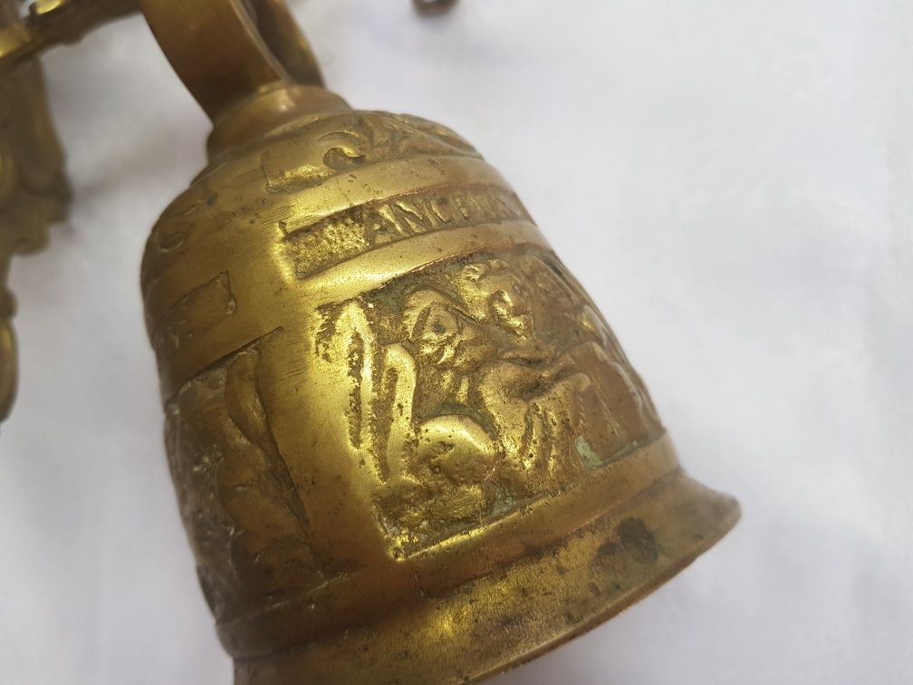 Dzwon mosiężny,  do powieszenia,  wiszący, z mosiądzu, VINTAGE PRL ret