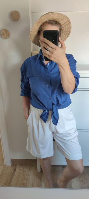 Koszula ciemny niebieski XL/42 Melka guziki po prawej stronie