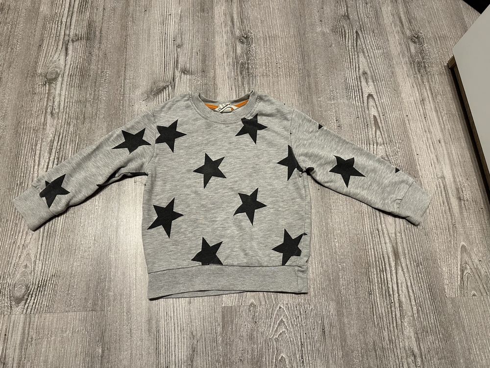 Szara bluza w gwiazdy gwiazdki h&m 98/104