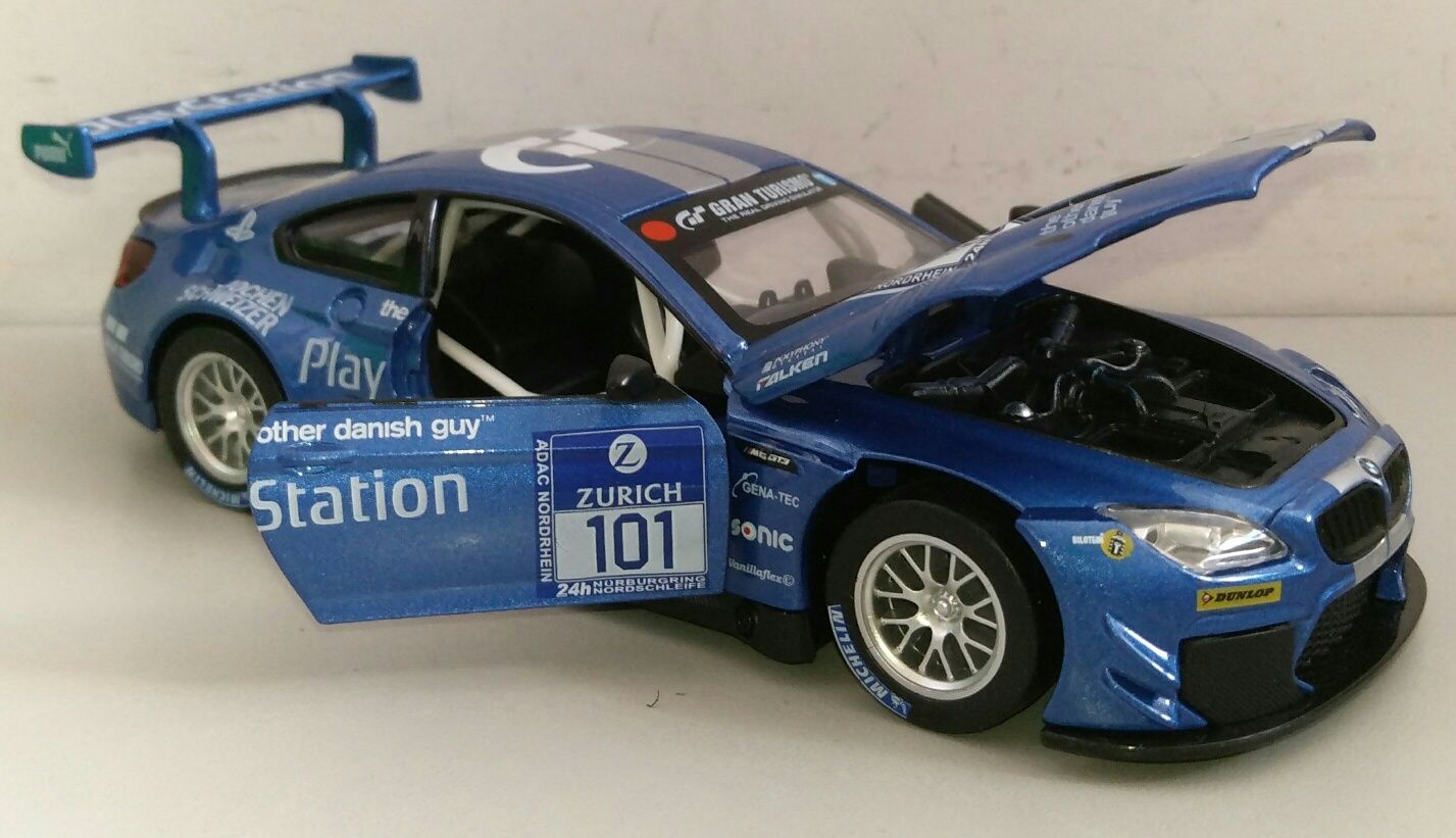 Машинка BMW M6 GT3 модель 1:32 "Автопром". Металл, Звук, Свет