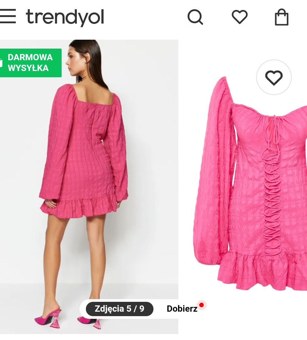 Nowa cudna sukienka fuksja r.XL z wiązaniem