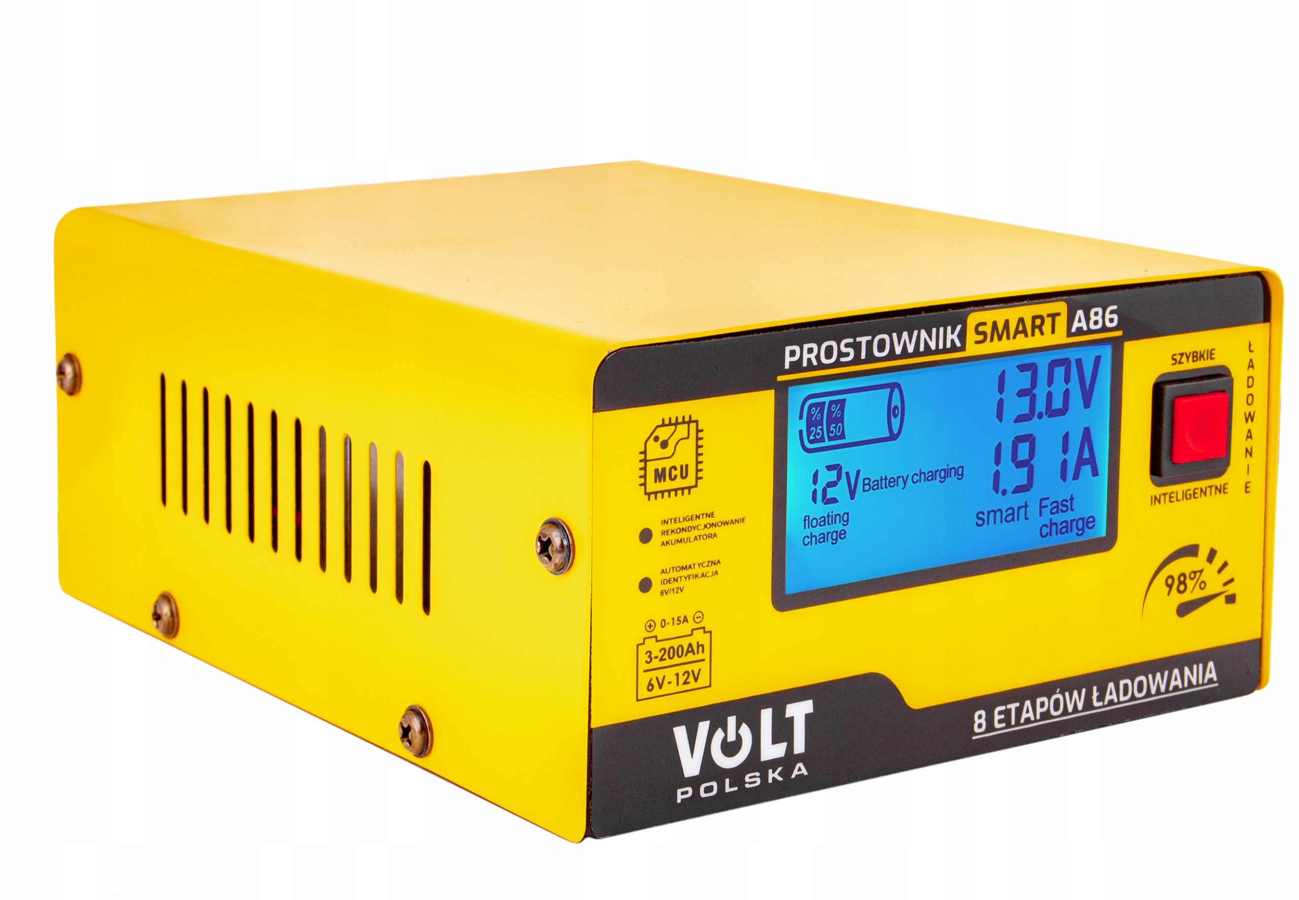 Ładowarka prostownik do akumulatora lcd 6V 12V 15A (PRO49)