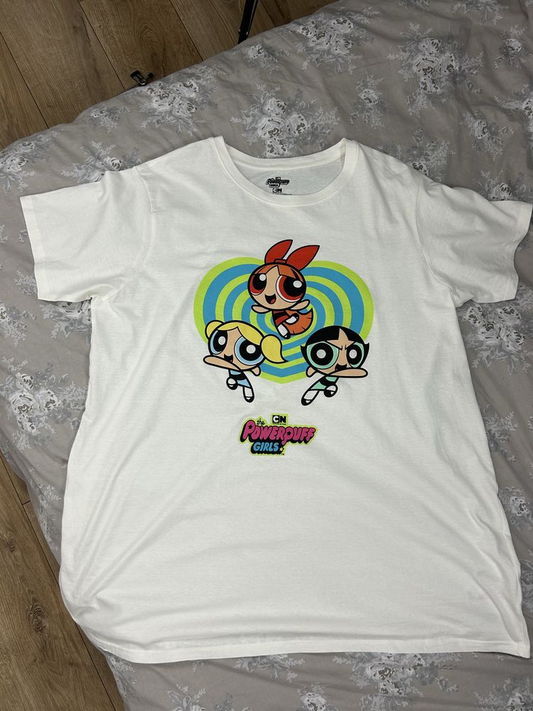 Koszulka biała długa koszula nocna bawełna atomówki Powerpuff Girls XL