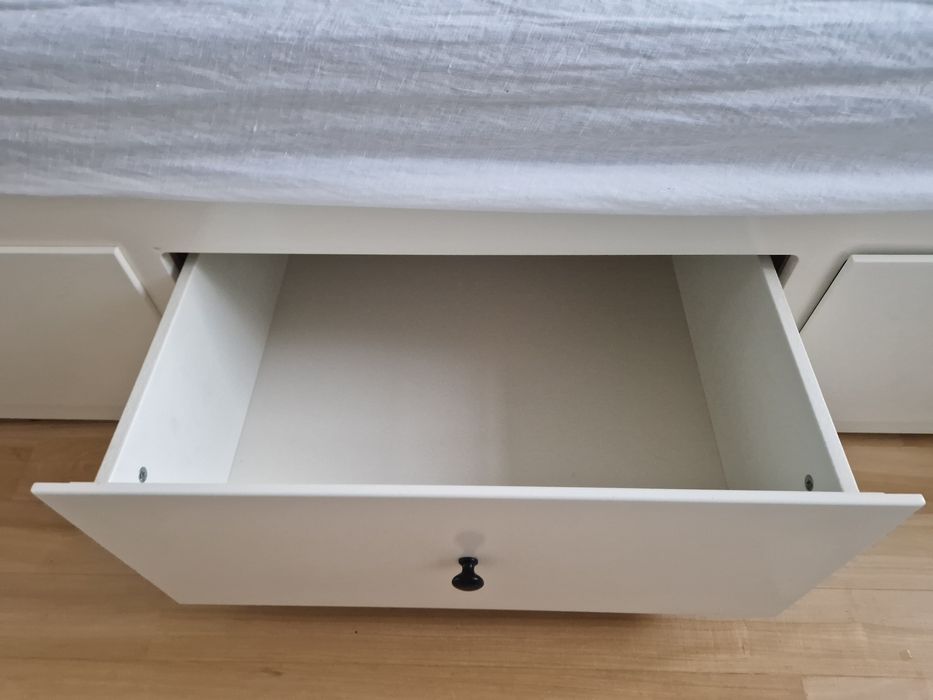 HEMNES IKEA łóżko rozkładane z 3 szufladami, 2 materace, białe