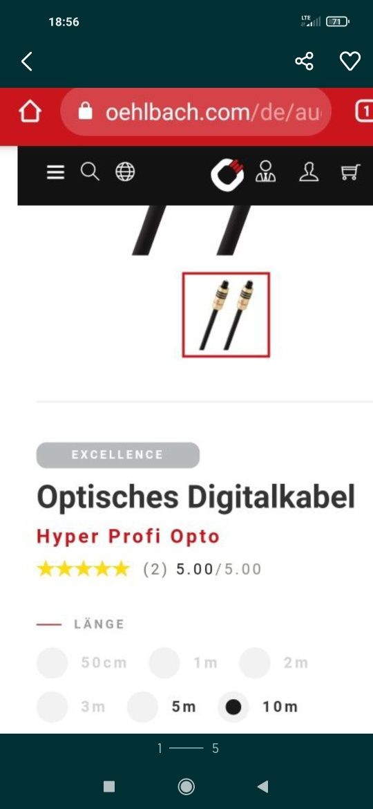 Kabel optyczny oehlbach 10m