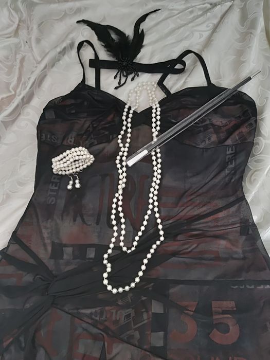 Strójprzebranie lata 20-te sukienka dodatki rozmiar M