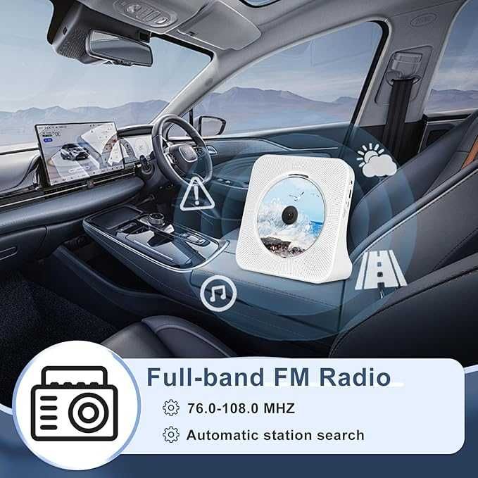 Odtwarzacz CD z Bluetooth 5.0, głośnik HiFi, pilot, radio FM, AUX/USB