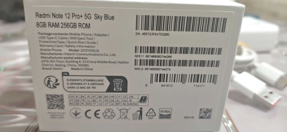Продам Redmi Note 12 pro plus 5g Sky Blue 8 -256 глобальная версия