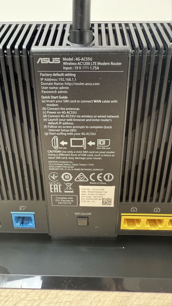 Router Asus 4G-AC55U LTE
