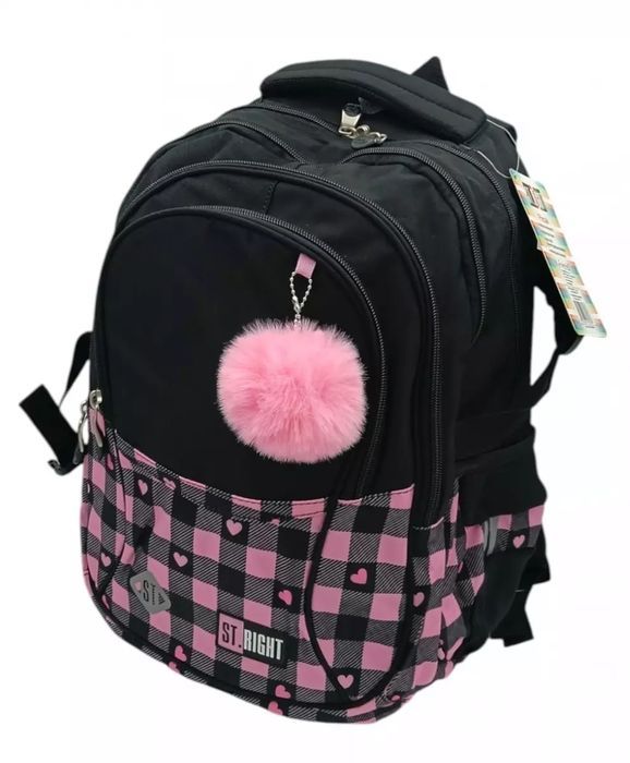 Plecak szkolny wielokomorowy St.Right różowy. ST.RIGHT