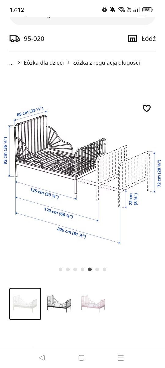 Łóżko dziecięce rozsuwane Ikea Minnen