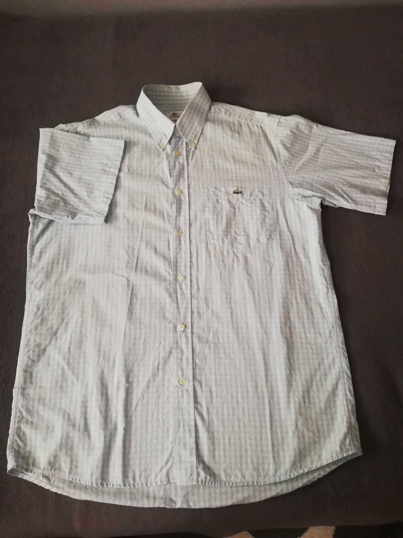 Oryginalna koszula z krótkim rękawem w niebieską kratkę LACOSTE  L(40)