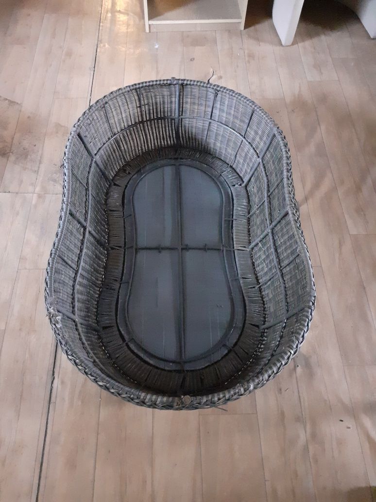 Rattanowy stolik ogrodowy owalny 64x112, wys 36 cm