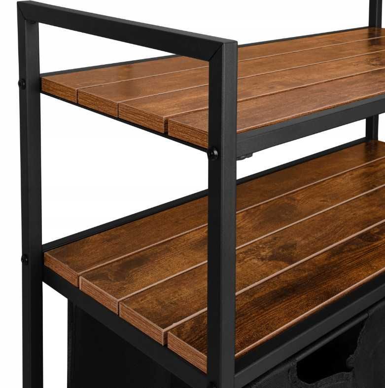 Regał metalowy z półkami kosz na pranie bieliznę dwukomorowy loft