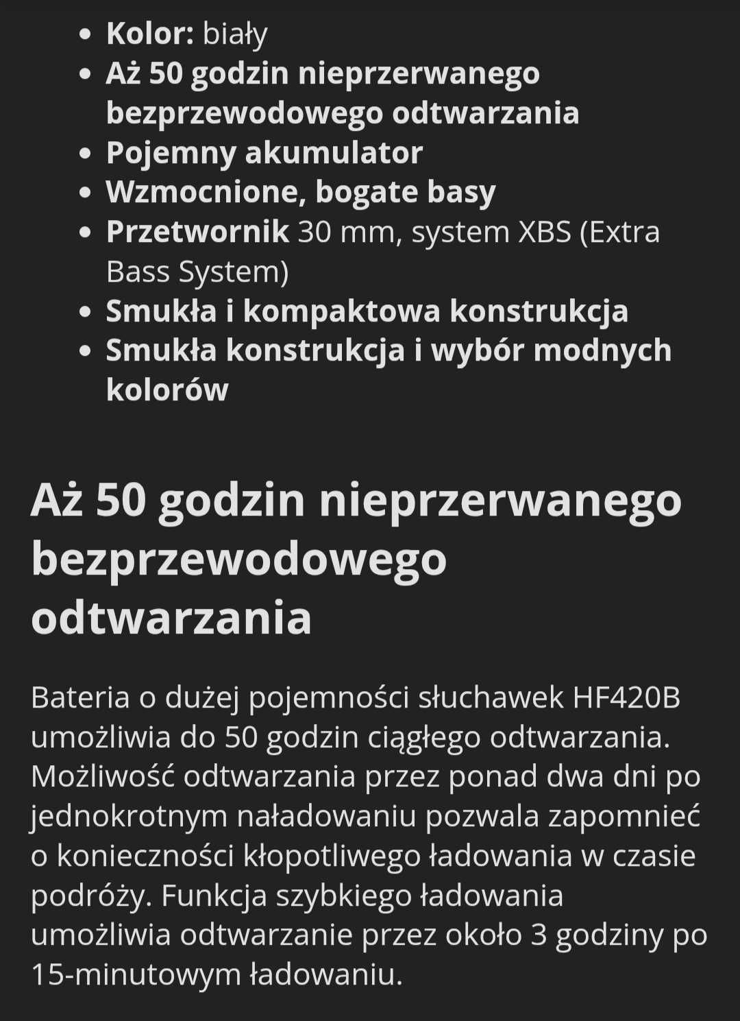 Nowe słuchawki bluetooth białe Panasonic RB-HF420B