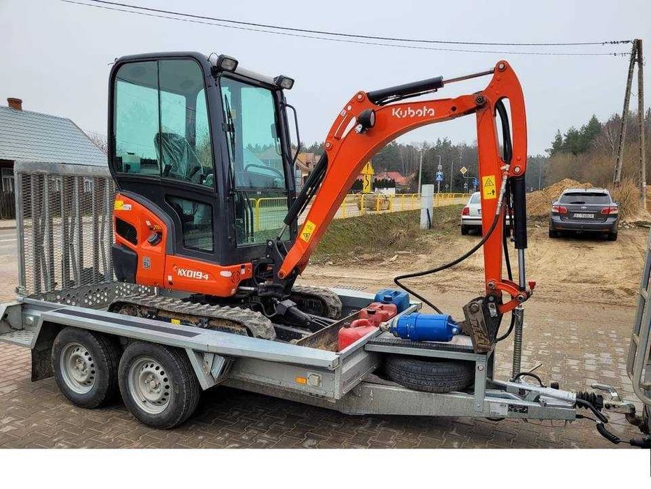 Wynajem Minikoparki KUBOTA KX019-4 + Przyczepa