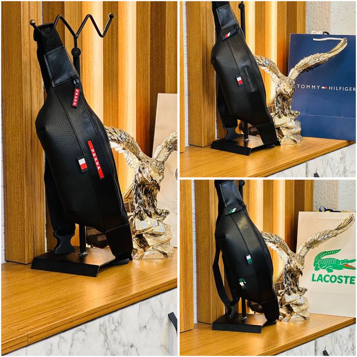 Бананка черная мужская Lacoste Сумка через плече Лакоста
