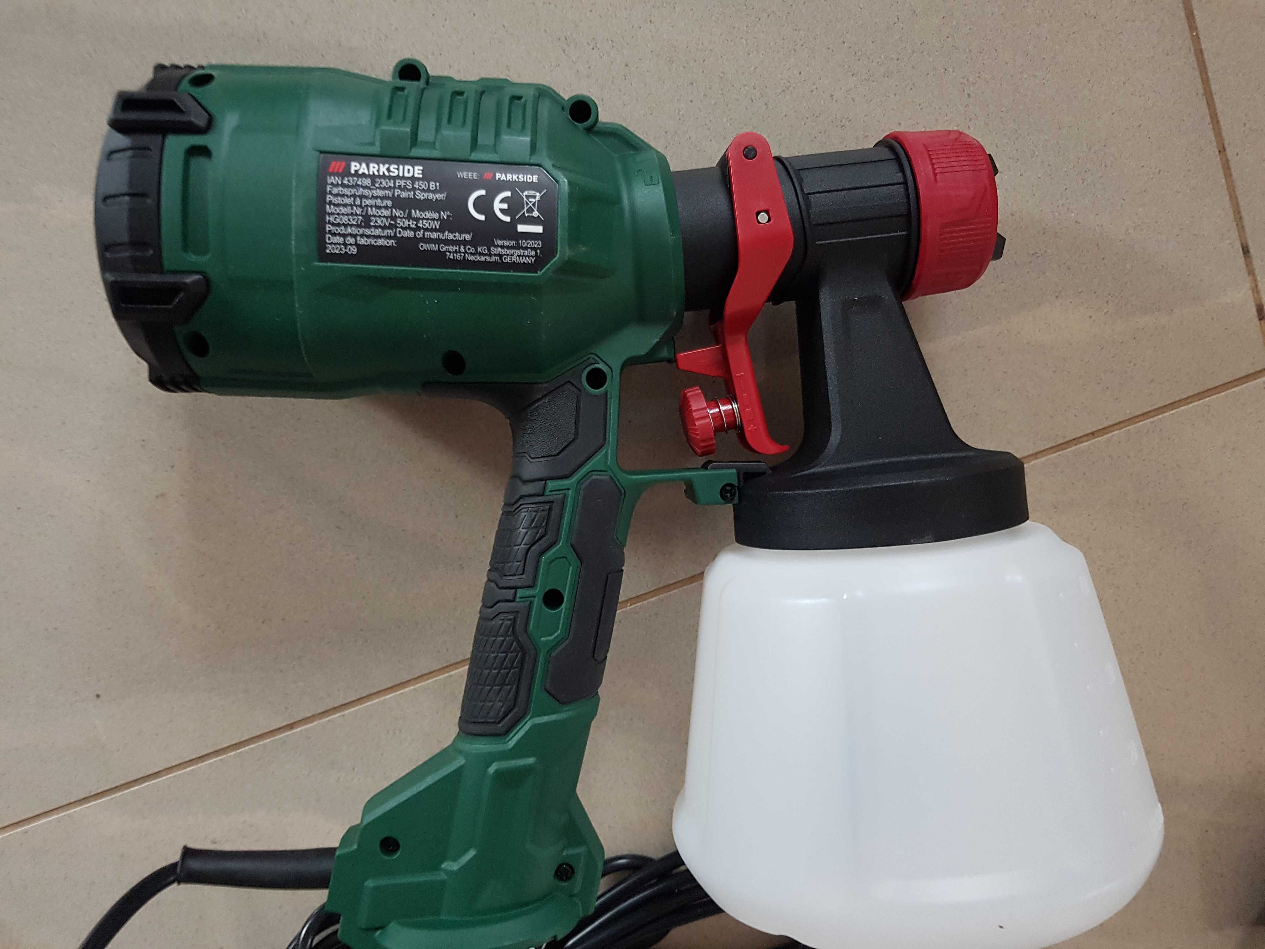 Pistolet natryskowy do malowania 450W Parkside nie użyty
