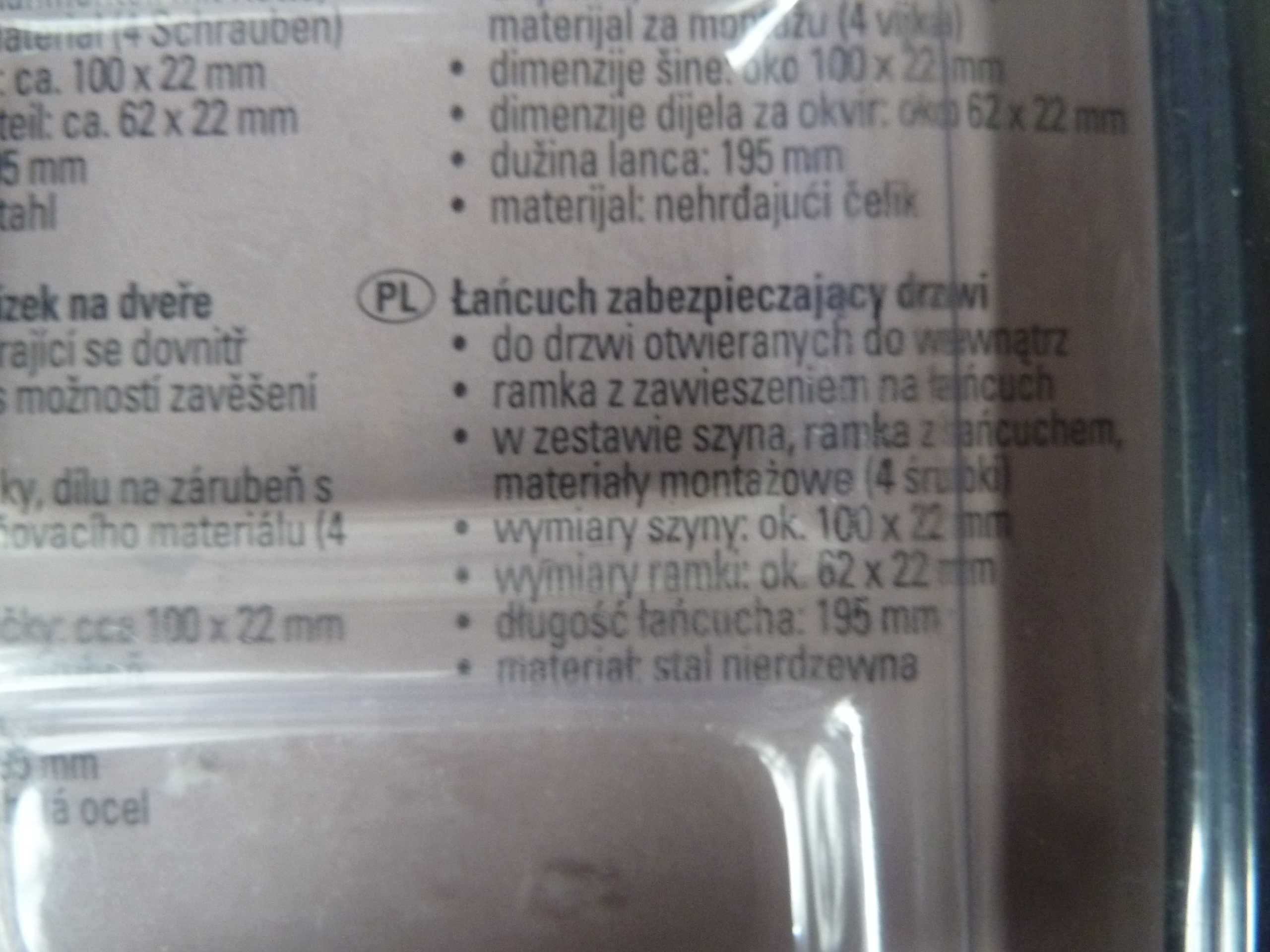 Łańcuch zabezpieczający drzwi blokada