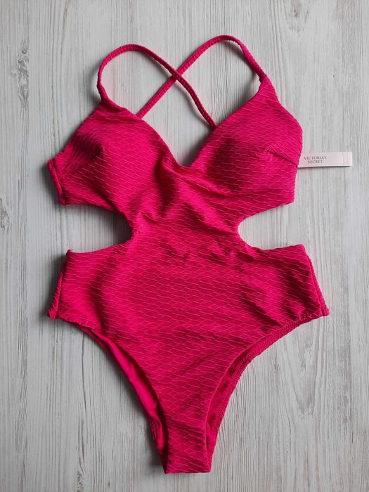 Розовый сдельный цельный купальник монокини Victoria's secret XS