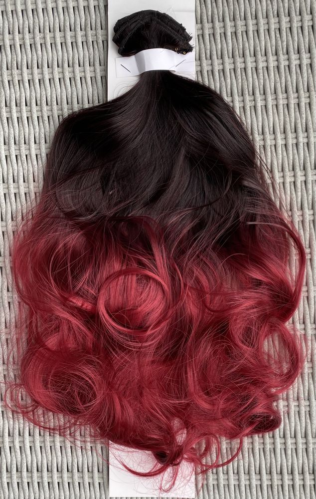 Premium Ultra włosy doczepiane, czarny / mahoń / ombre clip in ( 397 )