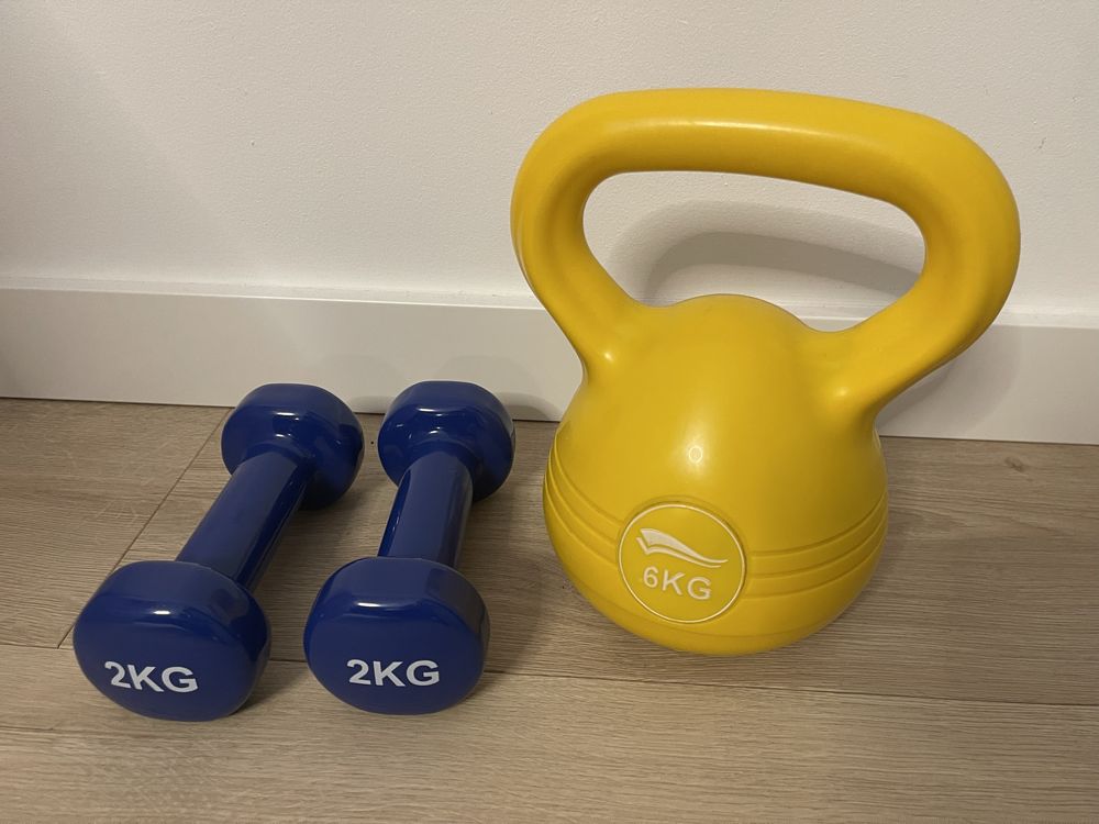 Kettlebelle  6 kg czarny hantelki 2 kg