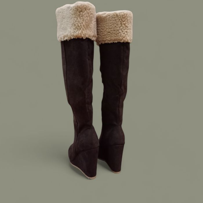 BUTY ZIMOWE , WYSOKIE KOZAKI na koturnie -WYS.(10CM), zamszowe r.36,5