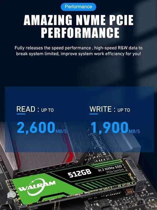 Walram SSD 512GB M.2 NVMe PCI Express 3.0 x4 2280 3D NAND