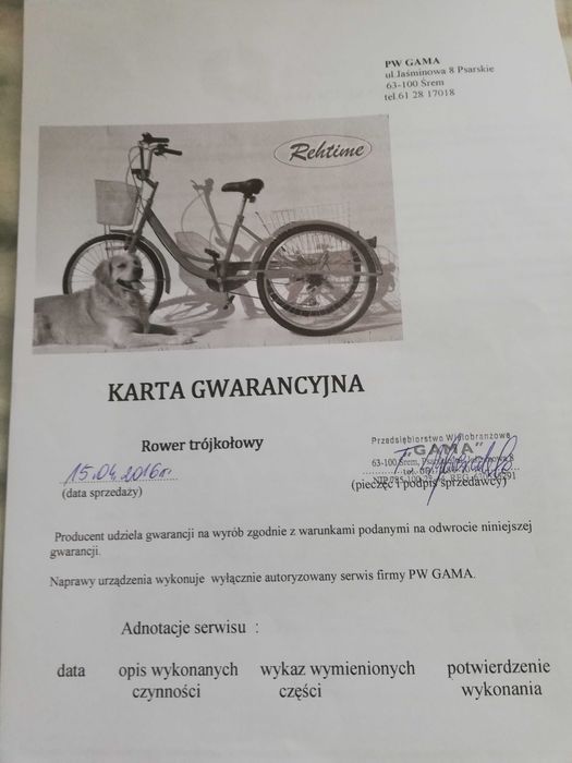 Rower trójkołowy marki Rehtime