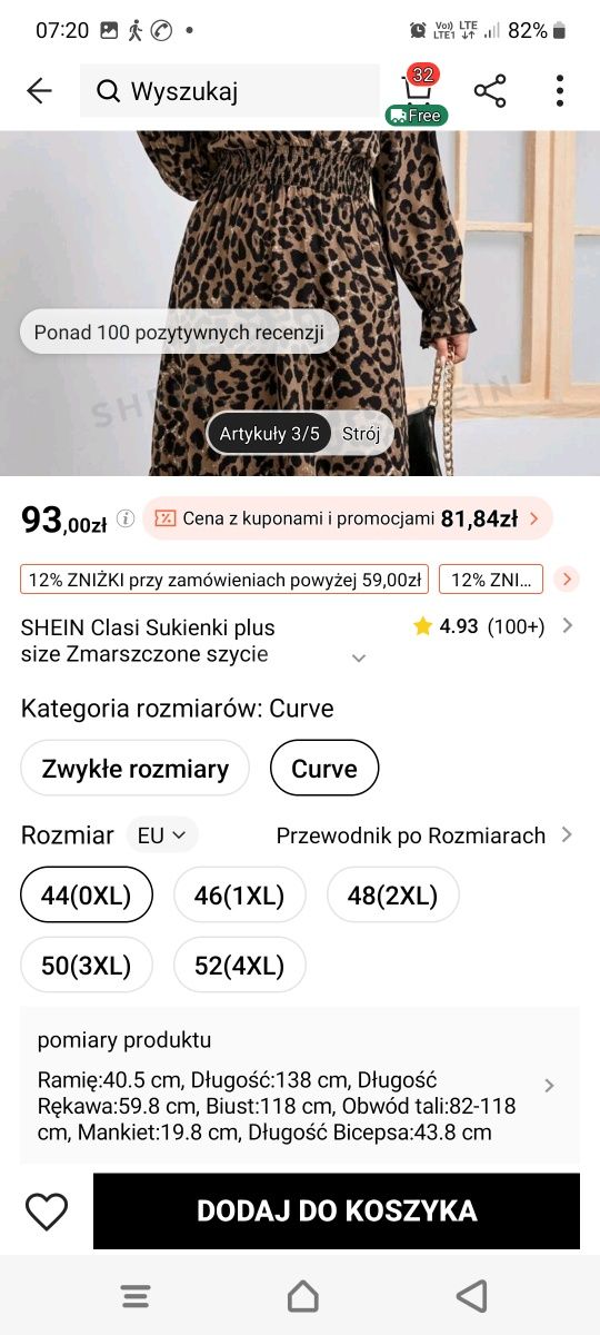 Sukienka maxi W panterkę xl/xxl