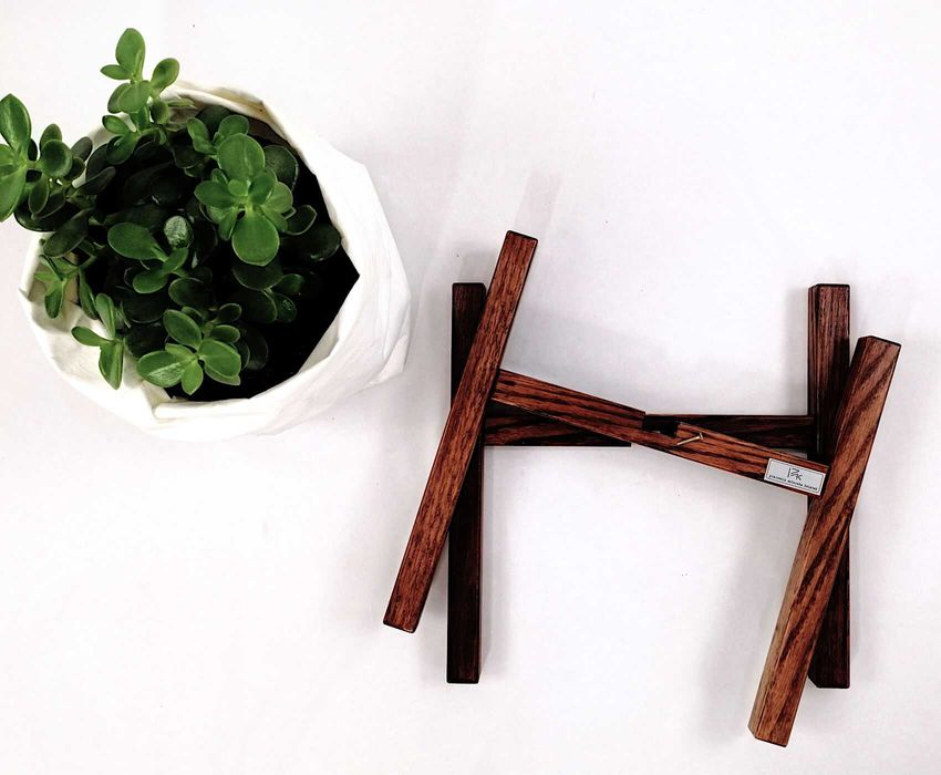 Kwietnik na nóżkach drewniany Stojak pod kwiaty dąb brąz 25/h30