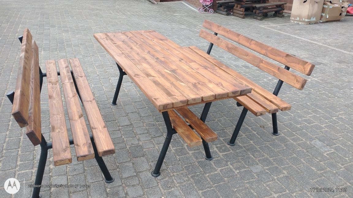 Meble ogrodowe stół, ławki impregnowane