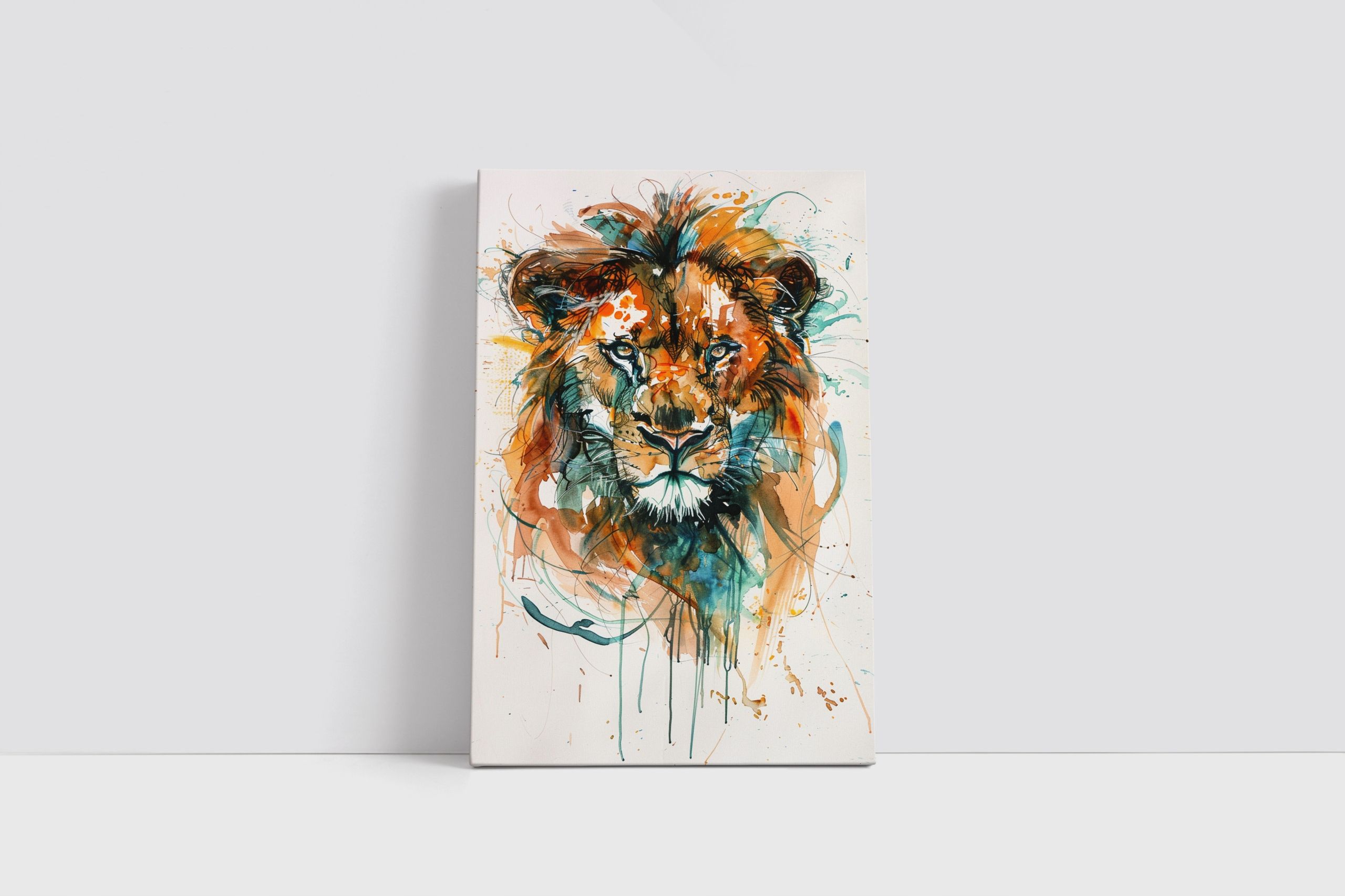 Kolorowy Lew na Płótnie 40x60 cm - Nowoczesny Styl Dekoracji