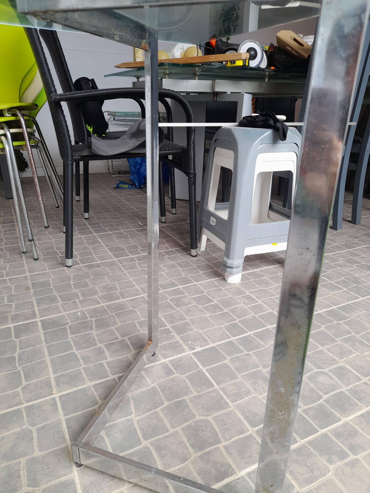mesa de vidro...
