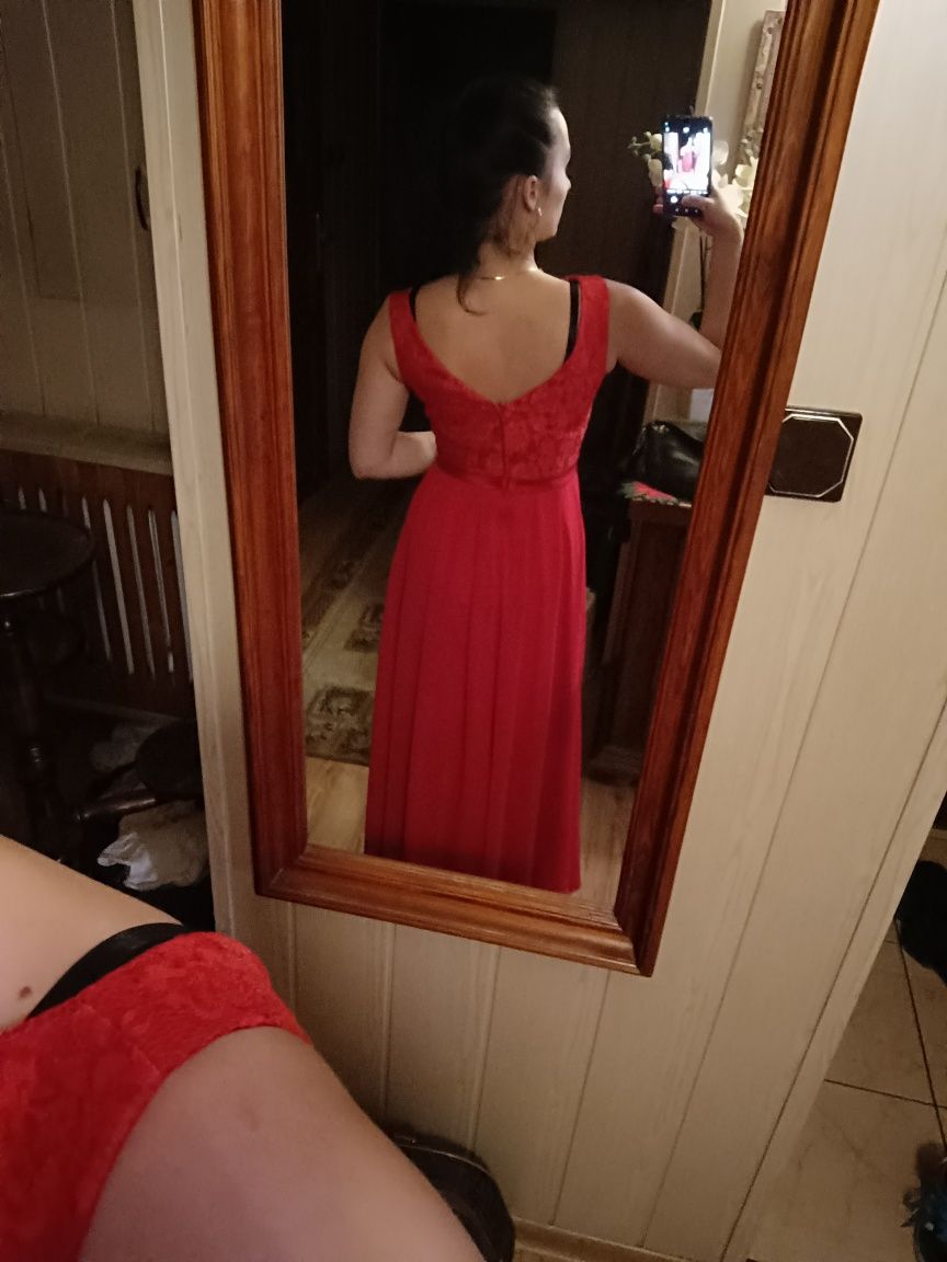Długa sukienka czerwona XS sylwester wesele
