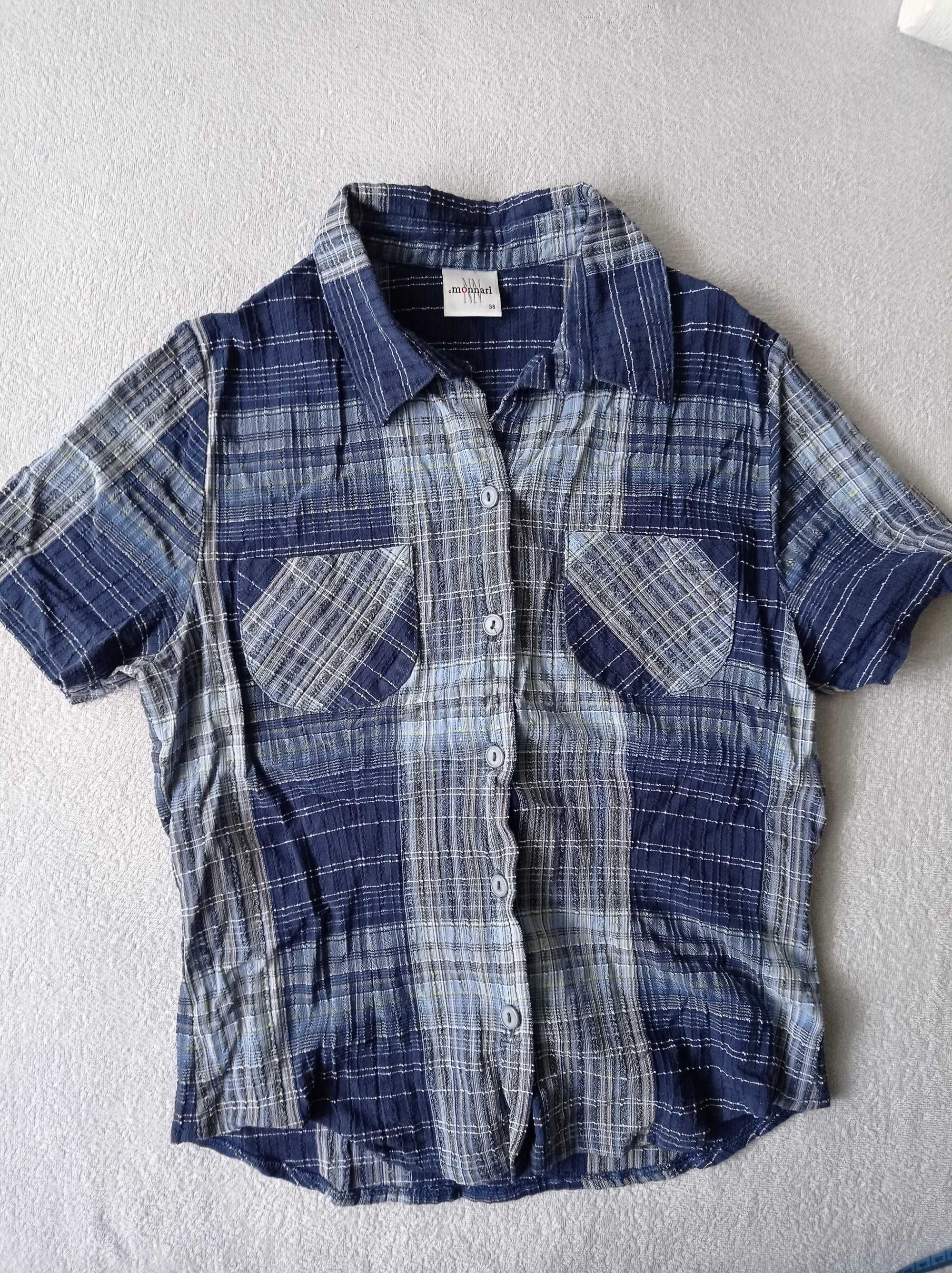 Koszula z krótkim rękawem, bluzka koszulowa, Monnari 36, S, kratka
