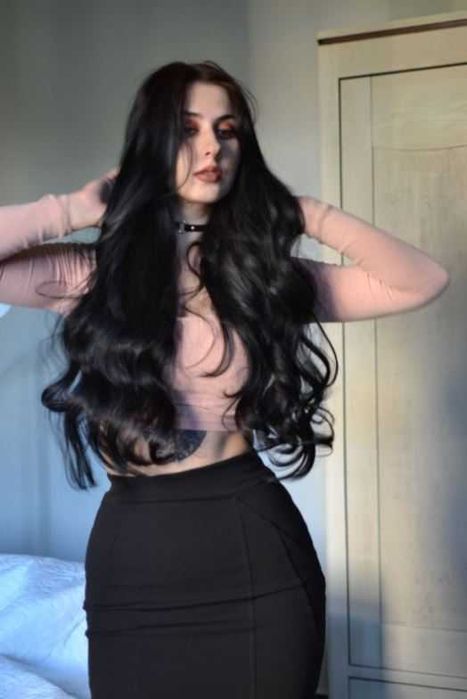 Doczepiane włosy clip in Głęboka czerń 65 cm